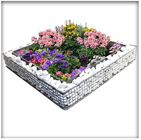 Kieskönig Pflanzschale Quadrat-Gitter Garten Grabschmuck Grabgestaltung Friedhof 50x50x8