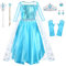 URAQT Kostüm Kinder Mädchen, 9-teiliges Set Kleid Kinder mit Krone Diadem Handschuhe Zauberstab für Weihnachten Verkleidung Karneval Halloween Geburtstag Party,150CM