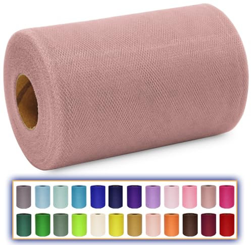 Rouleau de tulle mat pour tutu, mariage, emballage cadeau, décoration de fête prénatale, fête prénatale, 15,2 cm x 91,4 m, rose poudré