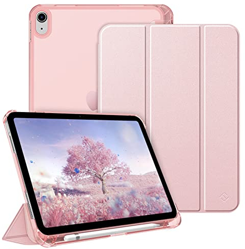 Fintie Hülle für iPad (A16) 11 Generation 11 Zoll 2025, iPad 10 Generation 10.9 Zoll 2022 mit Stifthalter - ultradünne leichte Schutzhülle mit transparenter Rückseite, Auto Schlaf/Wach, Roségold