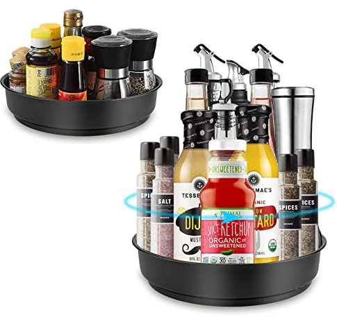 Lazy Susan - 2 platos giratorios, organizador para especias giratorio, soporte para especias giratorio, plato giratorio, organizador de cocina, despensa, armario, mesa de trabajo(26 cm + 20 cm)