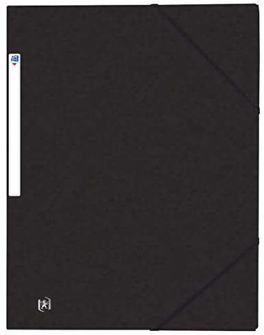 OXFORD Lot de 50 Chemises 3 Rabats Top File + A4 avec Elastique Couverture Carte Noir
