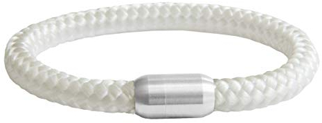 Paracord Armband | Magnetverschluss | geflochten aus Seemannsgarn | Segeltau | Maritim & Wasserfest | 8 mm Ø | Handgemacht | Damen und Herren | (Weiß, 21.00)