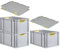 PROREGAL SuperSparSet 3x Eurobox NextGen Color mit Auflagedeckel & Schiebeschnappverschlüsse, HxBxT 32x40x60cm, 65L, Griffe gelb offen, Verstärkter Boden, Eurobehälter Transportbox Transportbehälter