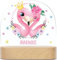GRAVURZEILE Personalisiertes LED Nachtlicht für Kinder - Blumenkranz - Personalisiert mit Namen - Nachttischlampe für das Kinderzimmer - Geschenk für Kinder & Babys - Baby Geschenk - Flamingo