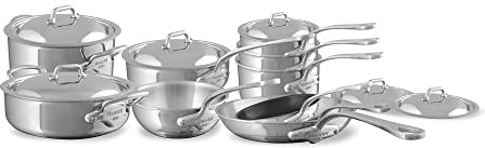 Mauviel M'Cook 5-Ply Polished Stainless Steel 16-Piece Cookware Set With Cast Stainless Steel Handles, Made In France