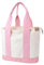 Damen Mittelgroß Handtasche Canvas Satchel Tote Bag Schultertasche Patchwork Design Shopper für Bücher Alltag Arbeit RosaWeiß