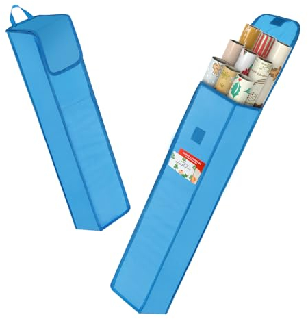 Lot de 2 sacs de rangement pour papier cadeau, imperméable, robuste et indéchirable, tissu Oxford 600D, papier de Noël, papier cadeau, organiseur (74 x 14 cm)