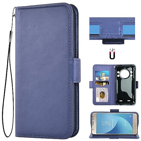 Auotu PU Leder Flip Mit Kamera Schutz Brieftasche Handyhülle Lederhülle Cover Tasche Case Hülle Etui für CUBOT Kingkong 9 Smartphone (Blau)