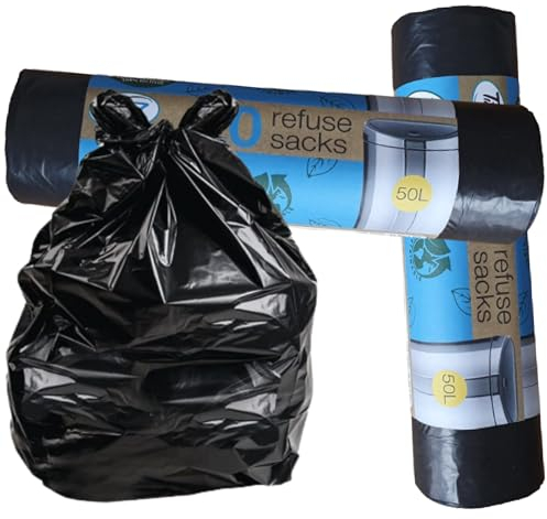 Floovi Sacs poubelle pour déchets alimentaires | 40 sacs poubelle de 50 litres | Sacs poubelle compostables | Sacs poubelle biodégradables | Petits sacs poubelle | Idéal pour le gaspillage des sacs à