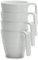 Flamefield Soft White Stacking Mugs Tasses – Ensemble de 4 pièces en mélamine élégante et durable, 350 ml, parfait pour les voyages et l'extérieur, incassable