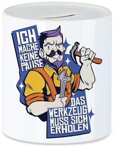 Hey!Print Ich Mache Keine Pause Das Werkzeug Muss Sich Erholen Spardose Nägel Werkzeugkasten Hammer Bauarbeiter Pause