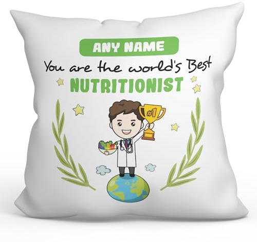 Mugffins Personalisierte Kissen mit Füllung mit Spruch für ERNÄHRUNGSBERATER Mann - Auf Englisch - You Are World's Best - 40 x 40 cm - Individuell Anpassbar Geschenk fue Mitarbeiter