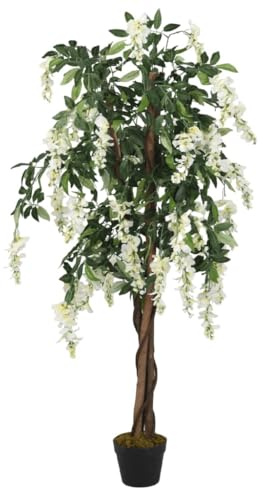 vidaXL Glyzinienbaum Künstlich 840 Blätter 150 cm Grün und Weiß