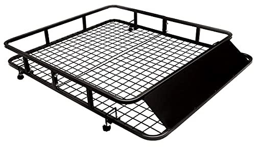 GYMAX Porte-Bagages de Toit de Voiture, Galerie de Toit de Voyage avec Déflecteur d’Air, Capacité 75 kg, 122 x 102 x 15CM, pour SUV, Facile à Monter