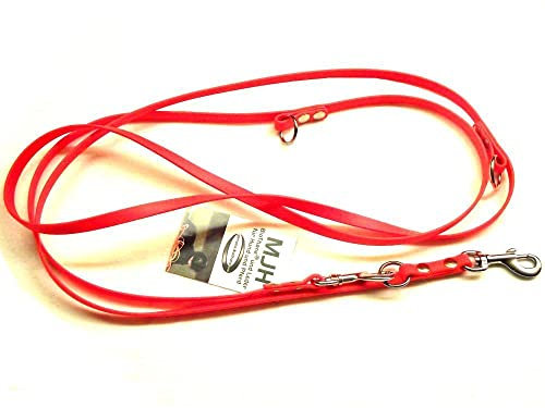 MJH Führleine Umhängeleine BETA-BioThane 3-Fach verstellbar 2,30m lang & 19mm breit für Hunde bis ca. 12kg (orange)