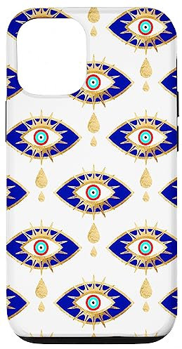 Blue and Gold Evil Eyes Case for iPhone 12/12 Pro