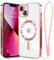 Ethanger for iPhone 13 Case Compatible with MagSafe Luxury Plating Bling Shockproof Bumper with Camera Lens Protector Magnetic Women Girly Phone Case for iPhone 13, Pink