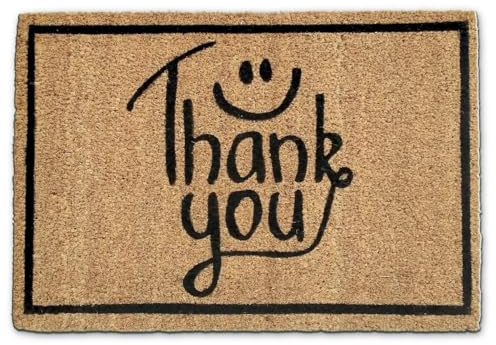 Amago home Fußmatte Kokosmatte 60x40cm Türvorleger Fußabtreter Schmutzfangmatte Rutschfester Latexrücken Farbe Thank You