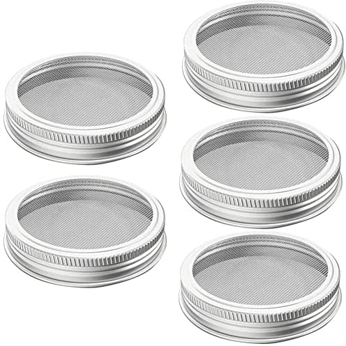 Ycagrain Sprossendeckel, Edelstahl-Keimglas-Deckel, Sprossen-Set für 86 mm Mundgläser, Keimungsset, Deckel, 5 Stück