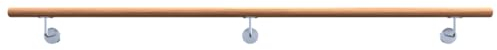 Sellon24® Pasamanos de madera de roble 42,4 barnizados, madera maciza para escaleras, pasamanos de pared, 150 cm, soporte para barra de madera, juego de 200 estables, madera de roble (roble 42,4/200