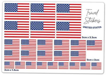 A5-Aufkleberbogen, US-Flagge, Vinyl-Aufkleber, USA, Reisen, Urlaub, Welt, Geographie, Schule, Etiketten, Scrapbooking, 5 cm, 3 cm, 2 cm, #81448