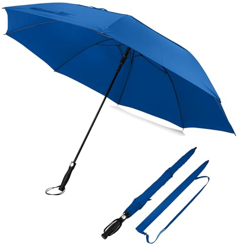 Sternenfunke XXL Regenschirm groß 2 Personen Ø150 cm auch als grosser Golf Regenschirm Königsblau sturmfest, stabiler Griff, Familienregenschirm groß, Regenschirm groß XXL blau, royal blue