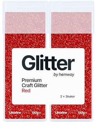 Hemway Premium Glitter Shakers - Red | 130g (2 Pack) Ultrafine Metallic Flake Sequins for Resin & Epoxy Crafts | Craft Supplies for Tumblers, Festival, Hair, Face, Body, Eye & Nail Art