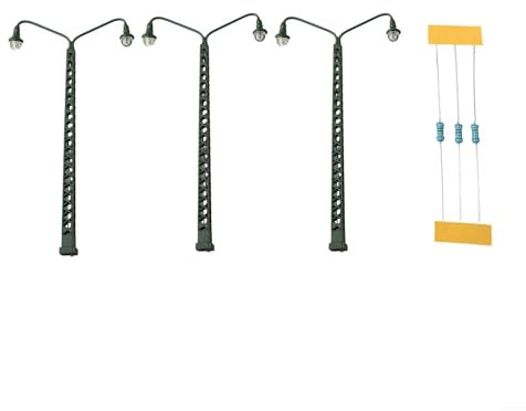 HEIBTENY 6 Stück Modelleisenbahn Lichter Metall Landschaft TT-Spur Maßstab Licht Layout lampen & beleuchtung für modelleisenbahnen Gaslaterne Gartenlampen Parklaternen(6 Stück)