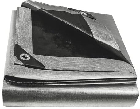 EPFHR Tarpaulin Waterproof Heavy Duty 2m x 2m 180GSM Silver/Black Tarp Sheet Cover Every 50cm with Eyelets for Garden Furniture Roofing Gazebo Side Panels Firewood Ground Caravan Car Multipurpose