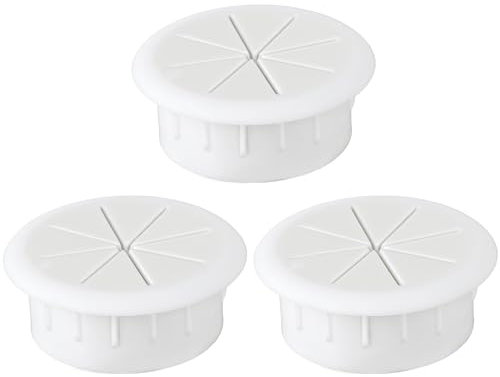 3 Stück Schreibtisch Kabeldurchführung Weiß 60 mm Kabellochabdeckung Tülle Kunststoff Flexibel Kabeldurchführung Geeignet für Büro-Desktop-Computer Desktop-Werkbank Heimbüro