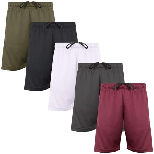 A2Z 4 Kids Pojkar 5-pack Knälång Lättvikts Mesh Athletic Active Shorts - Short S09 5 Pack Set 1 S