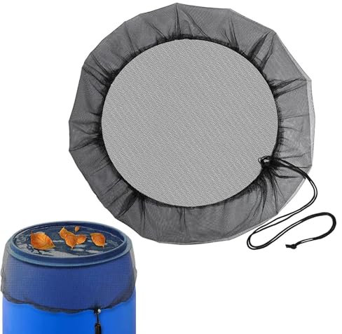 Tapa de Malla de Barril, Cubos, Protector de Agua de Lluvia, Pantalla de Tanque con cordón, Cubierta Flexible de Red de Barril de Lluvia, de Recogida Estable de Agua de Lluvia, Evita residuos