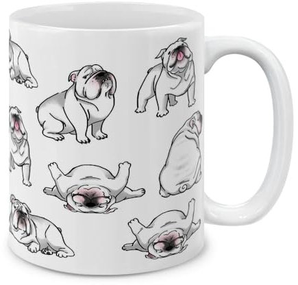 Mug Tasse Postures Drôles De Bouledogue Anglais Tasse Haute Qualité Tasse Couple Rigolo Tasse À Café 330Ml Pour Soeur, Collègue, Frère