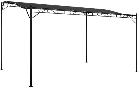 Gecheer Pavillon Gartenpavillon Überdachung Partyzelt Pergola Garten Terrasse Terrassenpavillon Sonnenschutz Gartenzelt Anthrazit 4x3 m 180 g/m² Stoff und Stahl