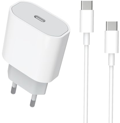 Cargador Rápido USB C 20W for iPhone 16/16 Pro/16 Pro Max/15/15 Plus, Certificado MFi Cargador y Cable Tipo C a C 3.3ft para iPad Pro/Air, USBC Rápida Cabezal Carga Enchufe Pared Adaptador Corrient