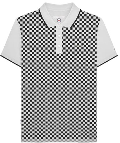 Lambretta Polo de cuadros para hombre, blanco/negro, L