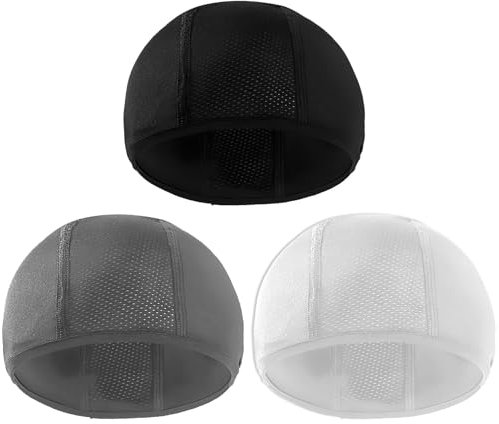 3Pcs Gorros Ciclismo Bajo Casco Verano Set de Ciclismo para Debajo del Casco, Verano, Transpirables - Gorros Skullcap para Hombre y Mujer, para Moto y Bici - Colores Negro, Blanco y Gris