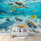 Schildkröte Mit Animal-Print Fototapete Vlies Tapete Tierischer Seestern 3D Effekt Wandbild Vlies Wandtapete Moderne Wohnzimmer Mural Schlafzimmer Kinderzimmer TV Hintergrund Wand Dekora 400x280 cm