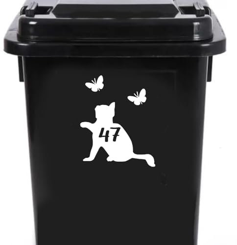 Cute Cat Chasing Butterflies Waterproof Wheelie Bin Stickers - Vinyl Material - Gifts for Cat Lovers - Bin Stickers for Wheelie Bins - Stick on Numbers - Bin Labels (47)