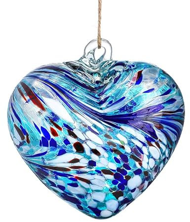 Mundgeblasene Glaskugeln für Garten, Liebe, Herz, hängende Freundschaftskugeln, Weihnachtskugel, Ornamente für Weihnachtsbaumdekoration (Blau - A)