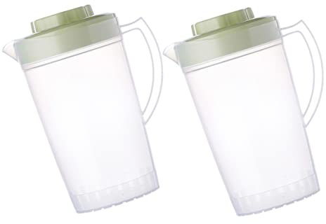 Ciieeo 2piezas Jarra De Agua Fría Multiusos Con Tapa Diseño Ergonómico y Gran Capacidad Resistente y Ligera Para Hogar Restaurante y Uso Diario De Verde Transparente