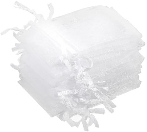 100 Stück Organzasäckchen 5 x 7 cm Organza Säckchen Klein, Schmuckbeutel Organza Säckchen Beutel für Valentinstag Hochzeit Geburtstag Weihnachten Süßigkeiten Geschenksäckchen mit Schnur