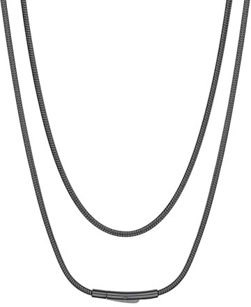 Suplight Kette Schwarz Damen Choker Kette Damen 41cm lang Edelstahl Schlangenkette Halsreif Kette ohne Anhänger Unisex Kette Collier Geschenk für Geburtstag