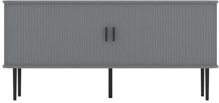 Galano Stanney Wide TV Unit – Entertainment Centre for up to 55 TV – 130cm TV Stand Cabinet with 2 Sliding Doors – Large Storage for Living Room – Cool Grey