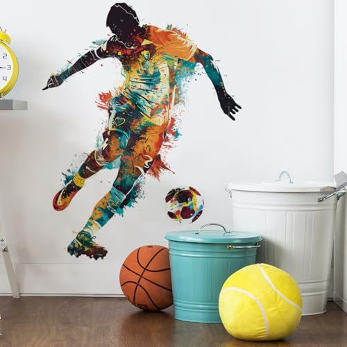 Runtoo Wandaufkleber für Jungen, Schlafzimmer, Sport, Fußballtor, Wandkunst, Aufkleber zum Abziehen und Aufkleben, Poster für Jugendzimmer