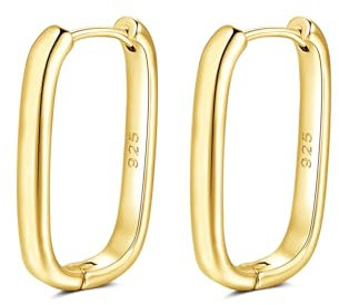 Creolen Silber 925 Ohrringe Silber 925 Eckige Creolen Gold für Damen Mädchen Herren, Hypoallergen Huggie Schlafen Knorpel Ohrringe Klein 15 20mm (gold-20mm)