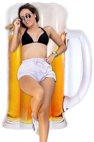 Pool Float Aufblasbare Bierkrug Hängematte | Erwachsene Wasserliege mit