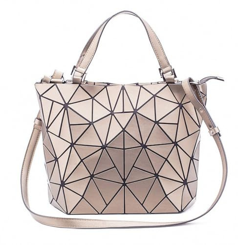 Ulalaza Handtasche mit geometrischem Gittermuster und Tragegriff für Damen, matte Tragetasche, Handtasche, geometrische Schultertasche