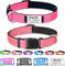 Custom Dog Collars with Name Plate, Engraved Name Plate ID Tags with Reflective Nylon Dog Collar,Soft Neoprene Padded Adjustable Pet Collar for Small Medium Large Dogs,M Pink
